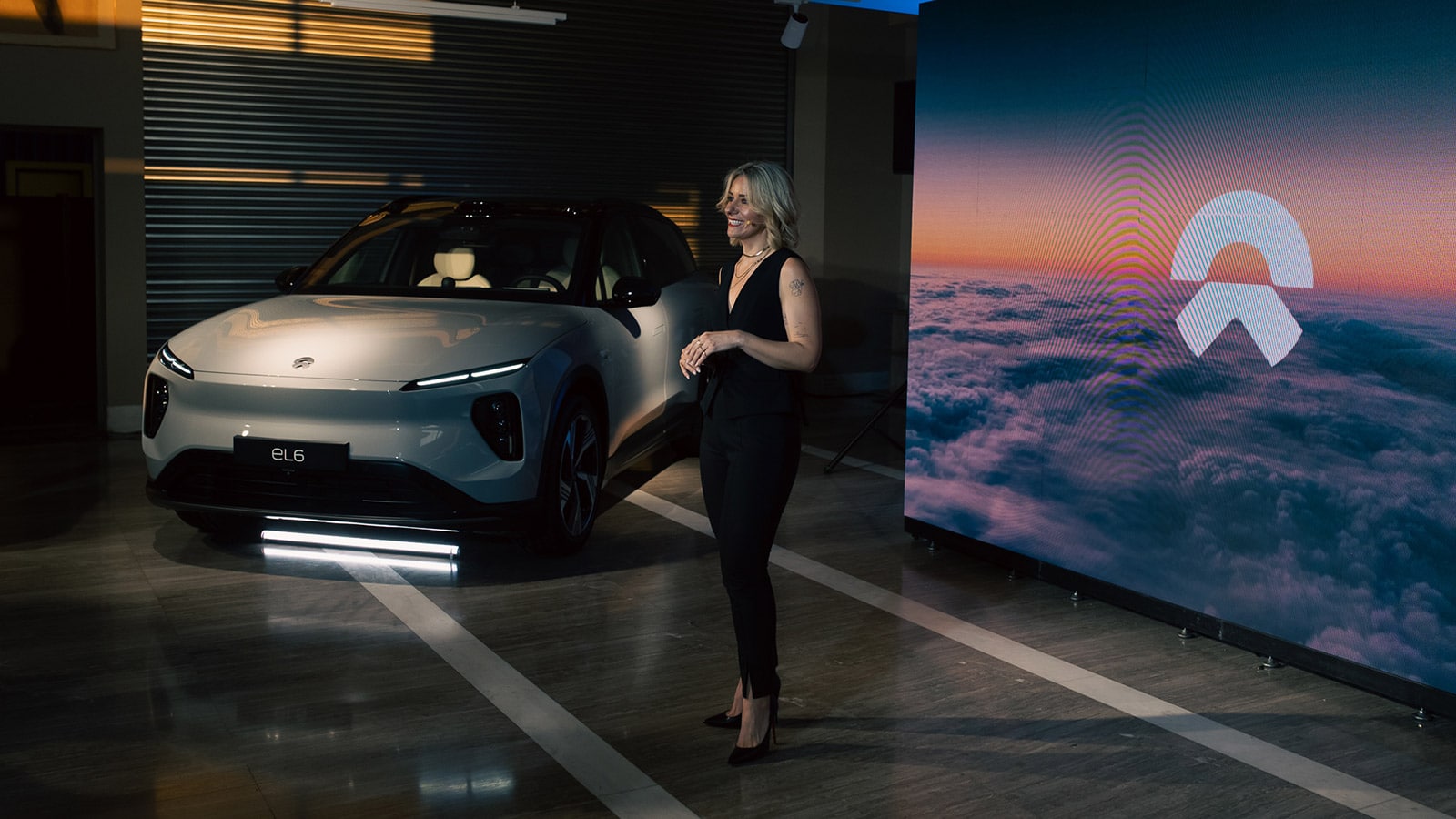 Nio introduces the Nio EL6 — known as the ES6 in the Chinese market — at its first store in Greece, the Nio House in Athens.