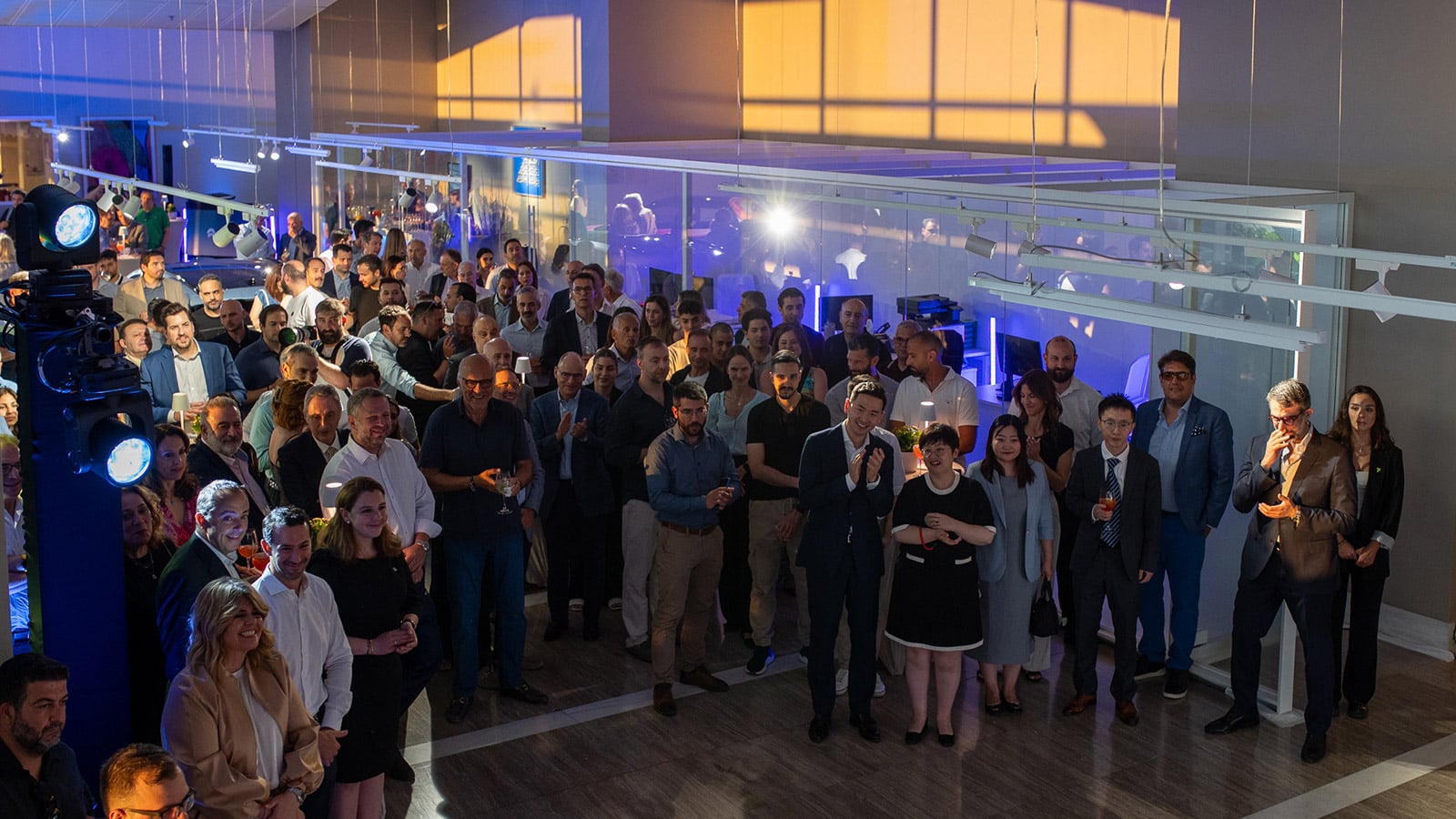 People gathered at the opening ceremony of Nio's first store in Greece — Nio House Athens.