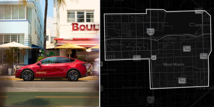 Tesla Robotaxi Miami launch map