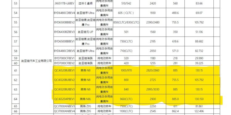 BYD Denza N8 EV range