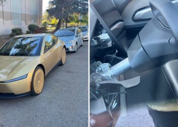Първи поглед към кормилната система на Tesla Cybercab: волан от Cybertruck, закрепен с болтове