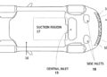 Tesla Electric Fan Car patent FIG. 3B underbody view showing suction region, central inlet, side inlets and rear fan outlet